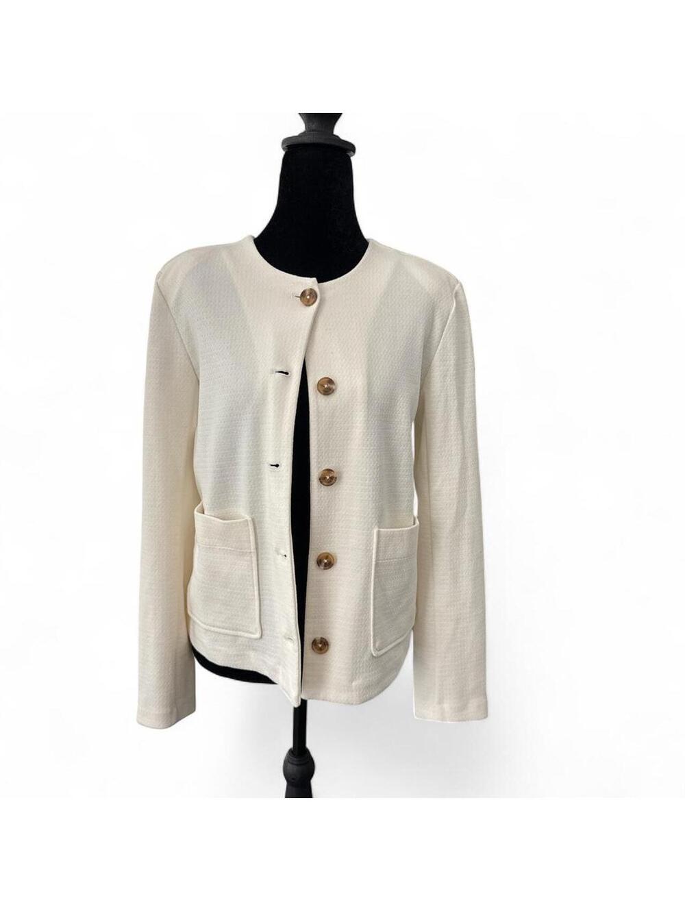Banana Republic Women's Cream and White Tailored-jacket